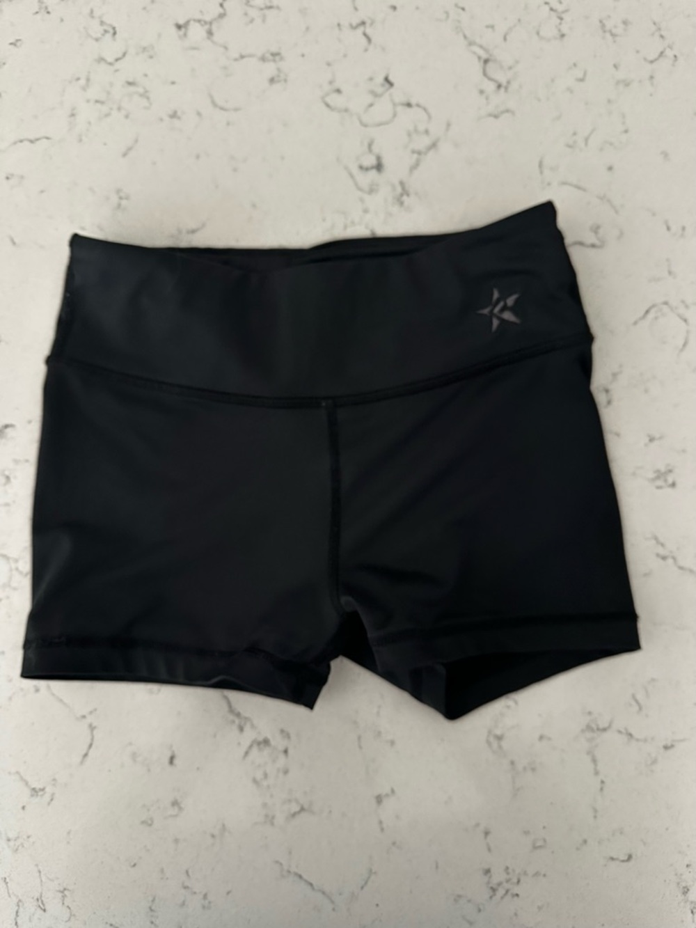 Rebel Athletic Black High-Rise Bike Shorts with Logo, Youth Medium